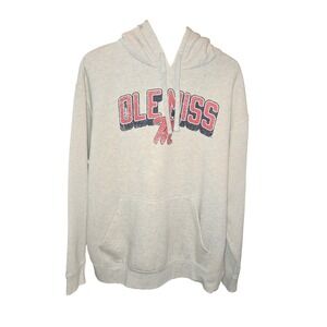 Knights Apparel Ole Miss Hoodie Mens XL Gray Distressed Graphic Sweatshirt